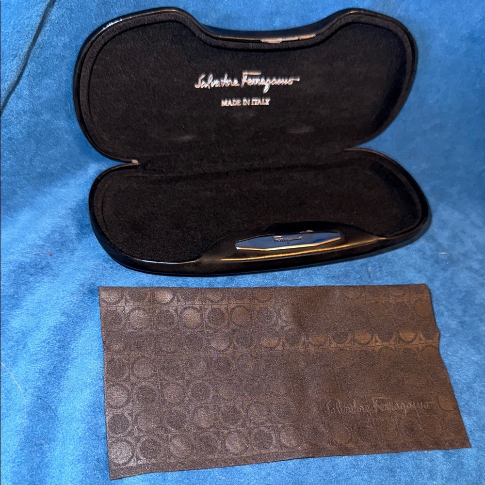 Salvatore Ferragamo Black Glasses Case with matching cloth